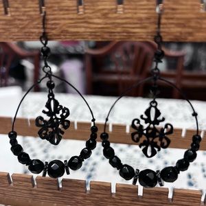 Vintage beaded black beaded earrings for pierced ears